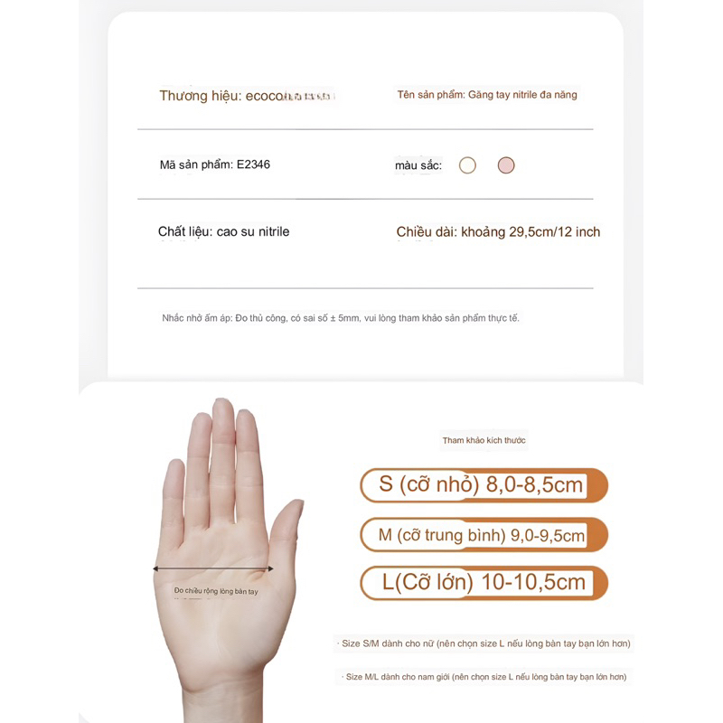 Set 4 đôi găng tay cao su ECOCO size S, M, L đa năng cao cấp siêu dai, an toàn sức khoẻ E2346