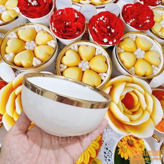 Bát sứ viền vàng decor bát tròn viền vàng