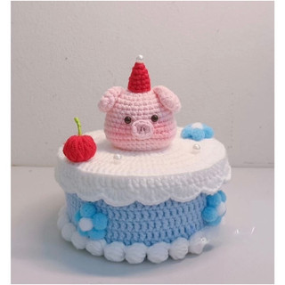 bánh sinh nhật bé heo bằng len handmade