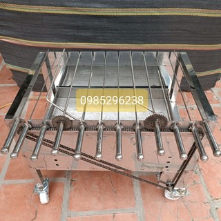 Máy nướng thịt bếp nướng than hoa quay tự động 10 xiên tặng kèm 10 xiên đơn và 2 xiên 3 inox