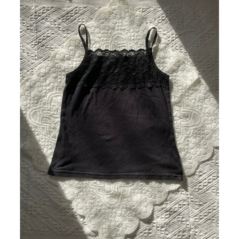 Cami 2 dây phối ren y2k