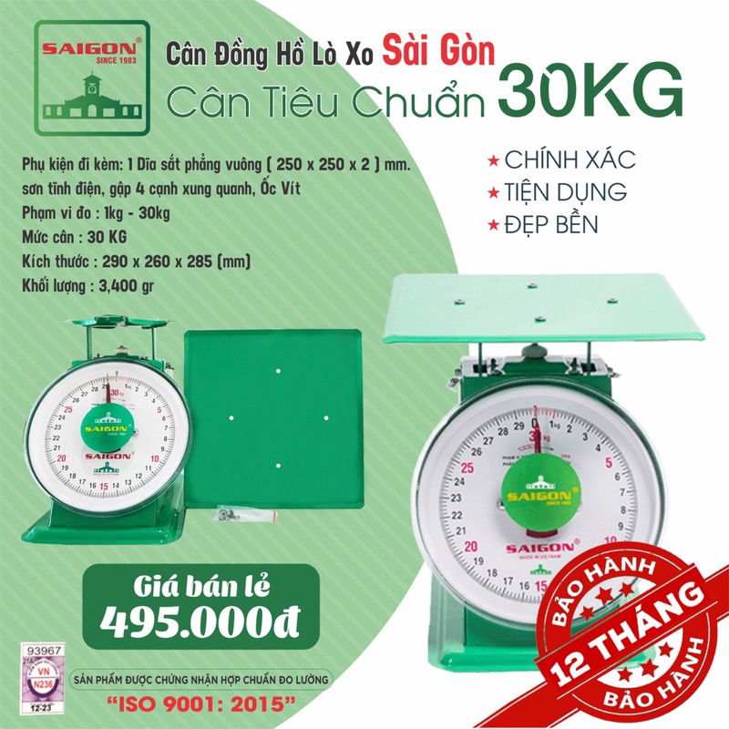 Cân Đồng Hồ 5kg- 10kg-12kg, 15kg, 20kg, 30kg-60kg-Cân Đồng Hồ Lò Xo Sài Gòn, Chính Hãng Made in Việt Nam