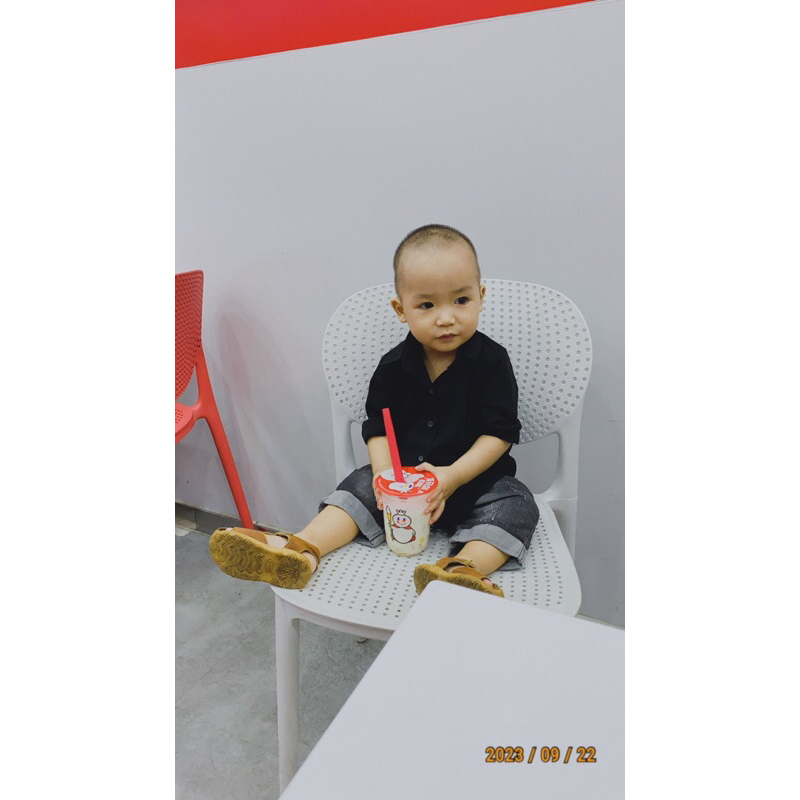 Áo somi đen cho bé trai siêu ngầu vải thấm hút mềm mịn