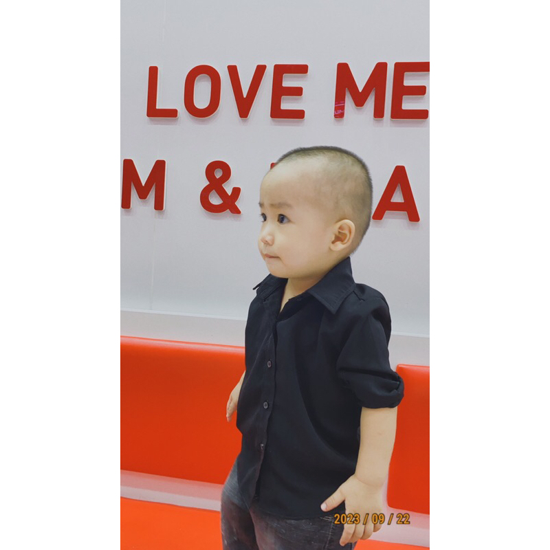 Áo somi đen cho bé trai siêu ngầu vải thấm hút mềm mịn