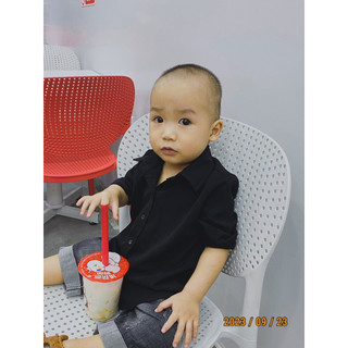 Áo somi đen cho bé trai siêu ngầu vải kate cho bé trai