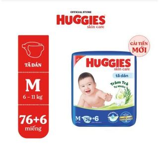 Tã/bỉm dán sơ sinh huggies skincare super jumbo m76+3/l68/xl60/xxl54