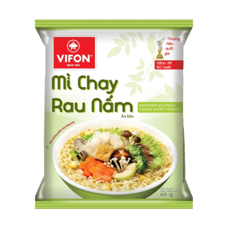 Thùng mì Chay Rau Nấm Vifon 30 gói 65g