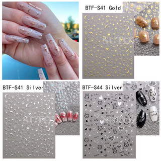 1 tấm sticker dán móng tay hình sao , trăng mèo trái tim bling bling