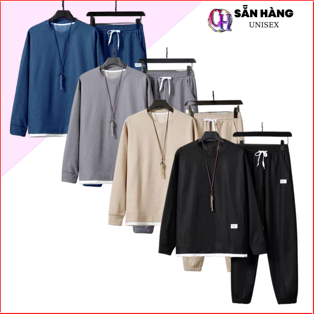 Bộ thun tổ ong nam nữ tay dài, Bộ thu đông chất liệu dày dặn, co giãn 4 chiều phong cách trẻ trung năng động - CHP