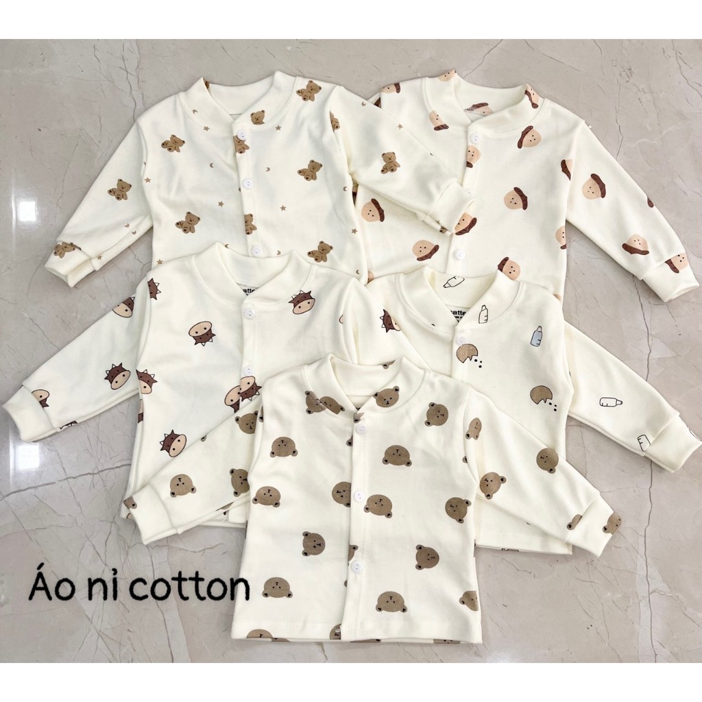 Áo cotton nỉ sơ sinh giữ ấm cho bé