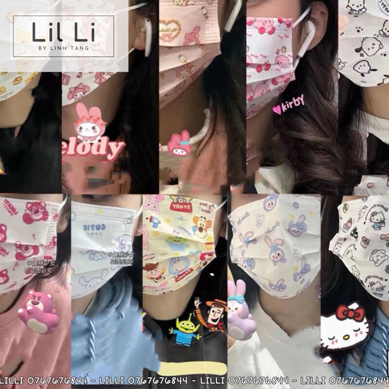 Khẩu Trang Y Tế Họa Tiết Hoạt Hình Dễ Thương Người Lớn