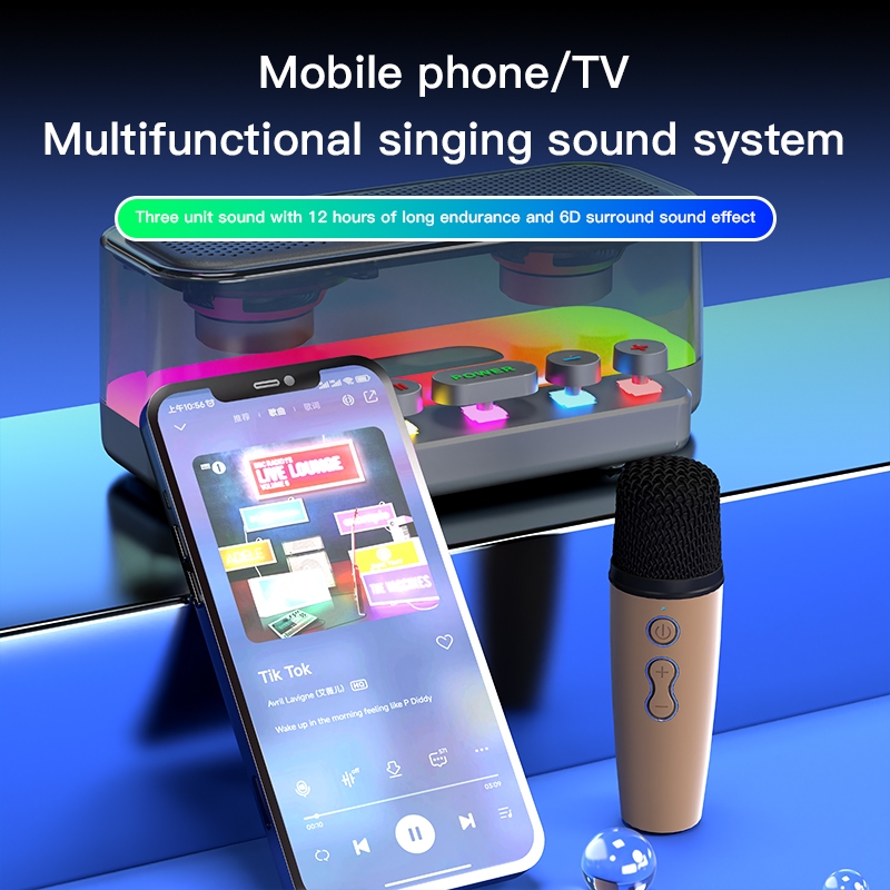 Loa bluetooth karaoke Z6 tặng kèm 2 mic, loa karaoke không dây âm thanh bass hay cùng đèn led có BH