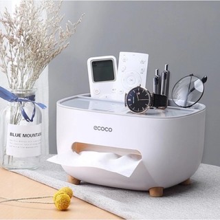  Hộp đựng giấy ăn ECOCO 2009 chân gỗ. Hộp để giấy kèm khay để điện thoại vật dụng các nhân tiện dụng 