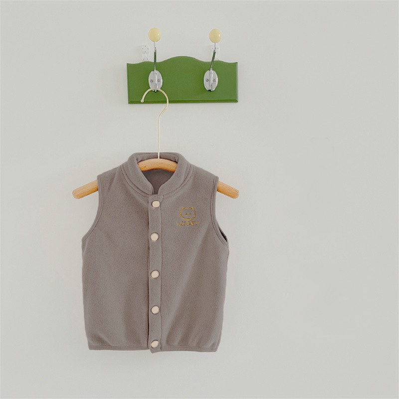 TE422 - Áo gile hình mèo thêu cho bé trai bé gái Hokiha Kid chất nỉ bông mềm mại không xù, giữ ấm tốt size 8-16kg