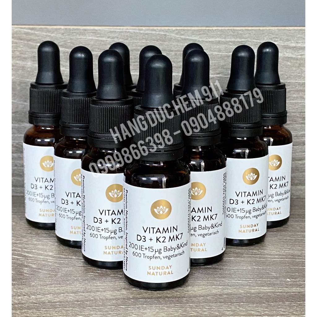 VITAMIN D3 + K2 MK7 200IE 5µg SUNDAY NATURAL NỘI ĐỊA ĐỨC