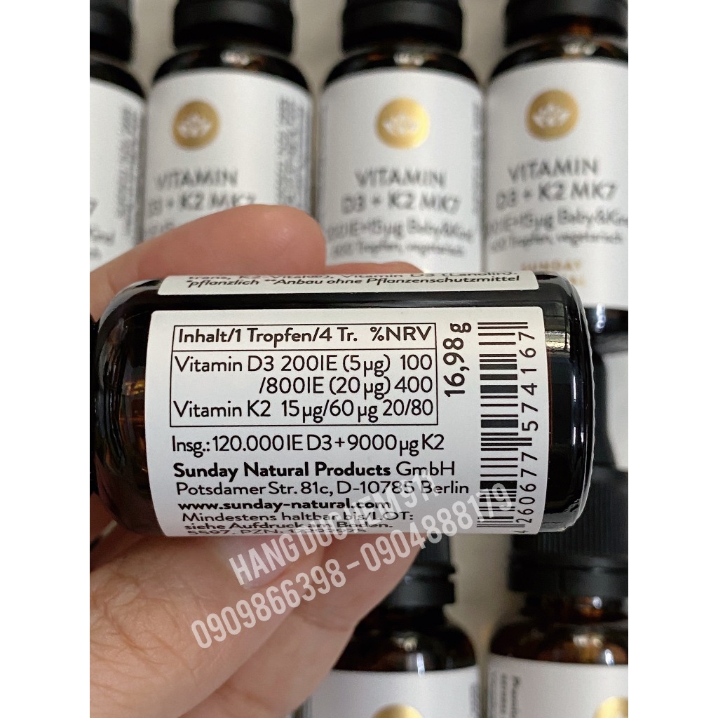 VITAMIN D3 + K2 MK7 200IE 5µg SUNDAY NATURAL NỘI ĐỊA ĐỨC
