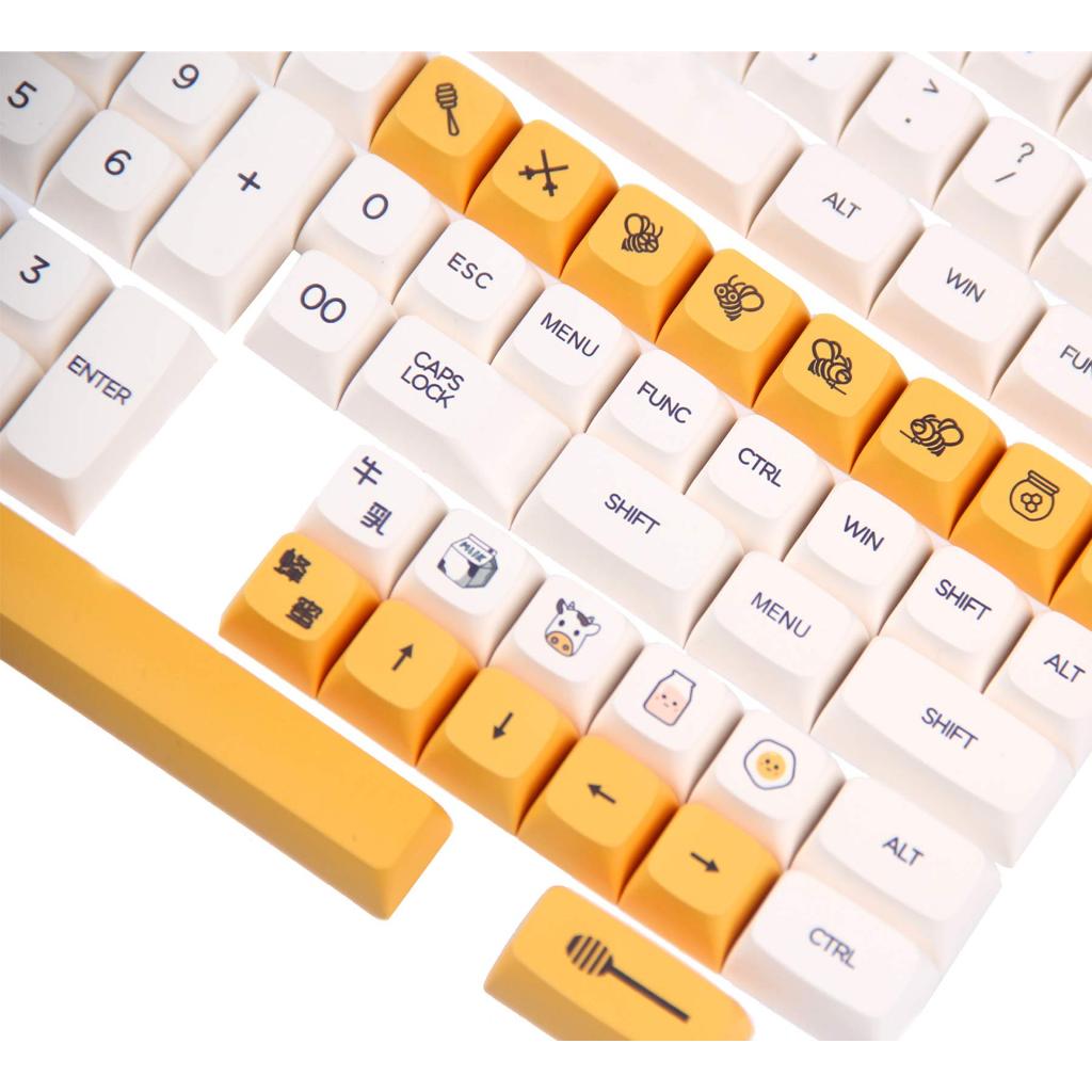 Keycap Milk Honey Bee PBT profile XDA in dyesub 140 nút cho bàn phím cơ layout 108/104/98/87/84/75/68/64/61