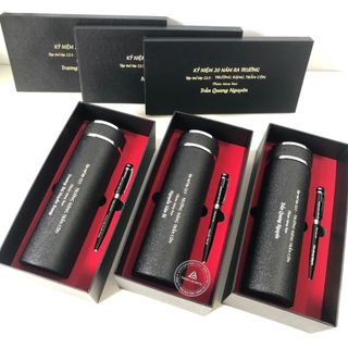 Combo Quà Tặng Cao Cấp Bình Giữ Nhiệt và Bút Ký khắc Tên, hình ảnh theo yêu cầu