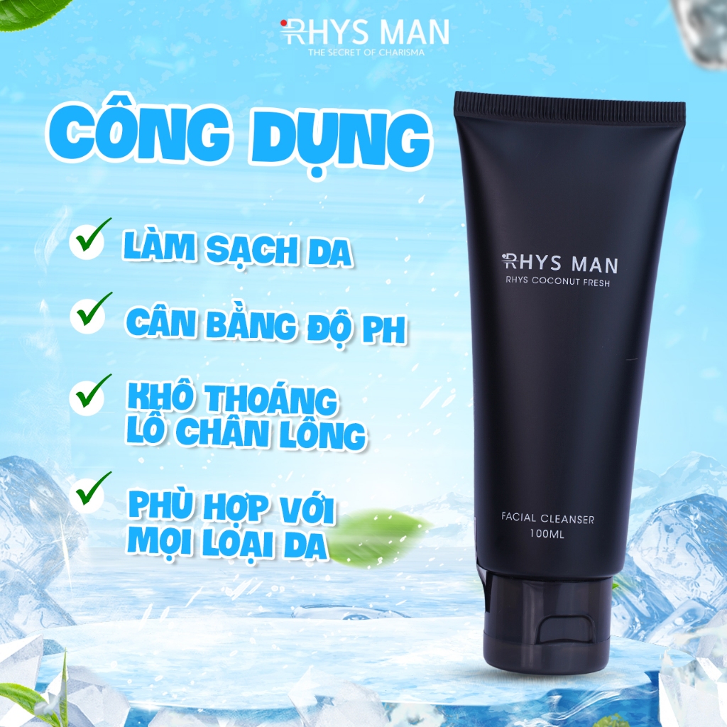 Bộ Quà Tặng Nam - Sữa tắm gội nam 350 ml & Sữa rửa mặt nam 100ml & Dung dịch vệ sinh 120ml RHYS MAN