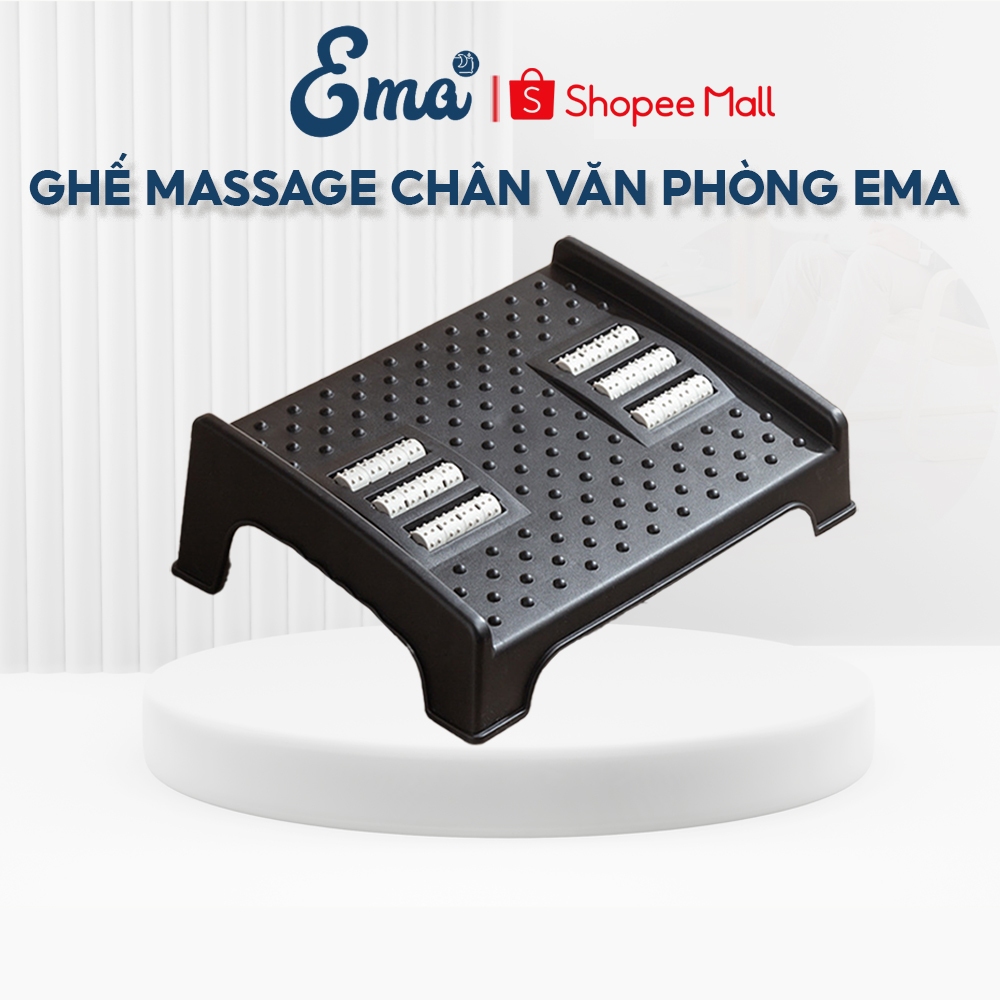 Ghế kê chân văn phòng công thái học Ema - Massage chân tăng tuần hoàn máu, Giảm tê chân - Kích thước 35x26x14cm