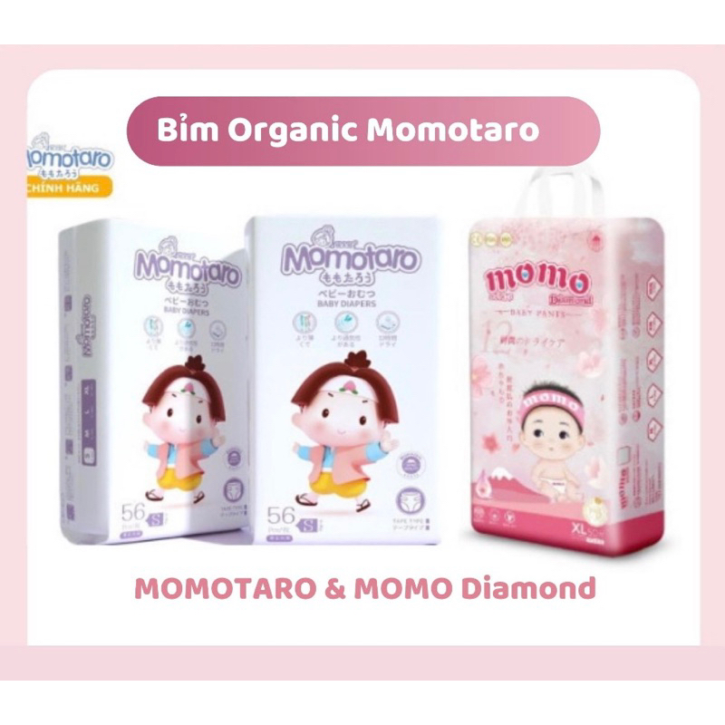 Bỉm Tã dán/quần MOMO DIAMOND - MOMOTARO- MOMO LUXURY S64,M62,M60,L54,XL50,XXL48,XXXL46