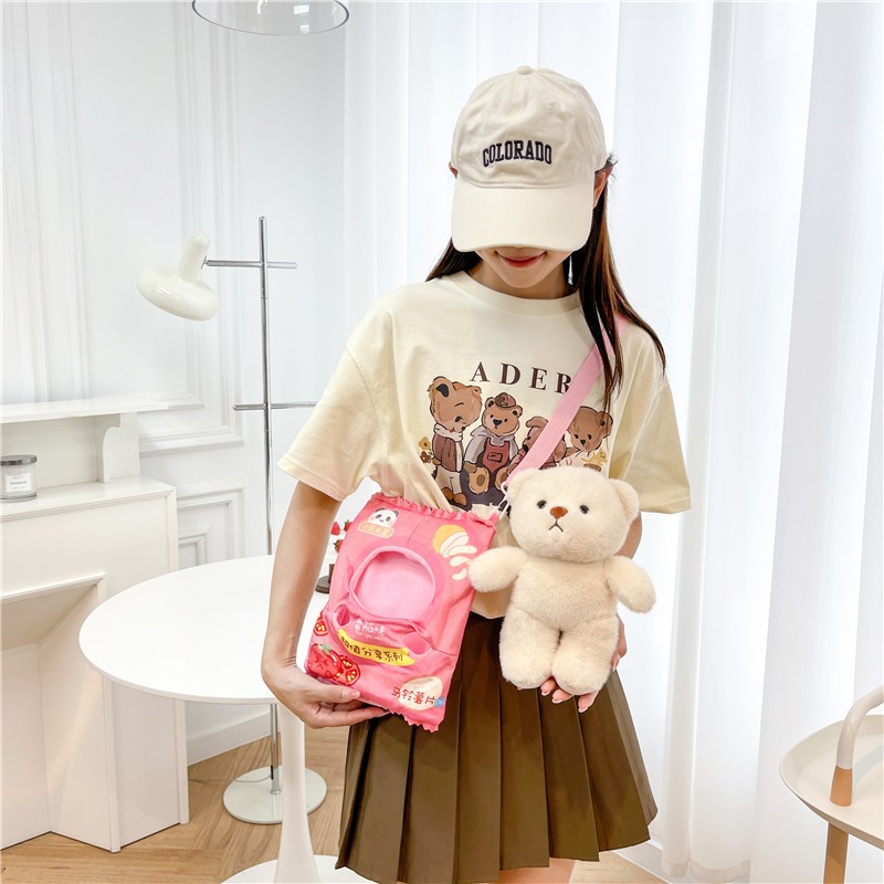 Túi Tote đeo chéo Gấu bông Snack siêu dễ thương