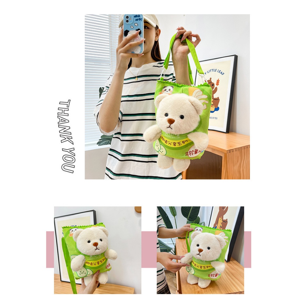 Túi Tote đeo chéo Gấu bông Snack siêu dễ thương