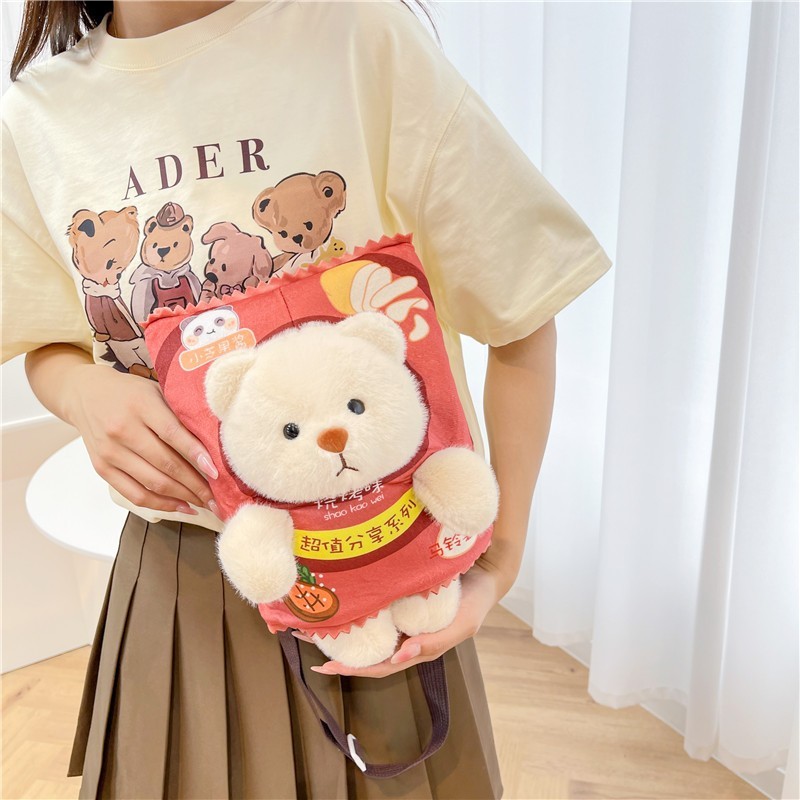 Túi Tote đeo chéo Gấu bông Snack siêu dễ thương
