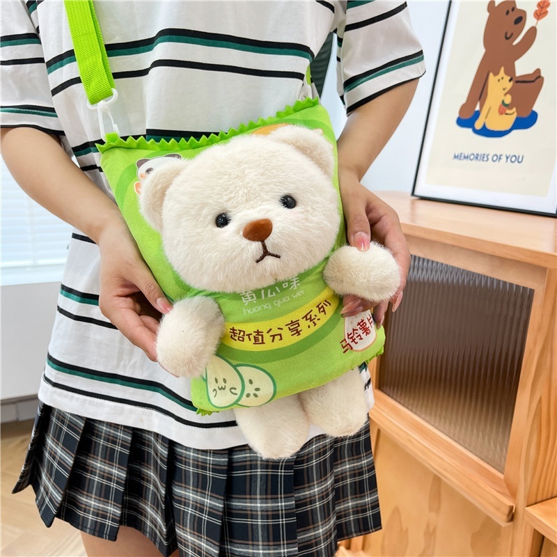 Túi Tote đeo chéo Gấu bông Snack siêu dễ thương