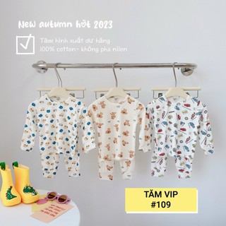 Set 3 bộ dài tay thu đông cho bé trai, bé gái xuất dư 100% cotton