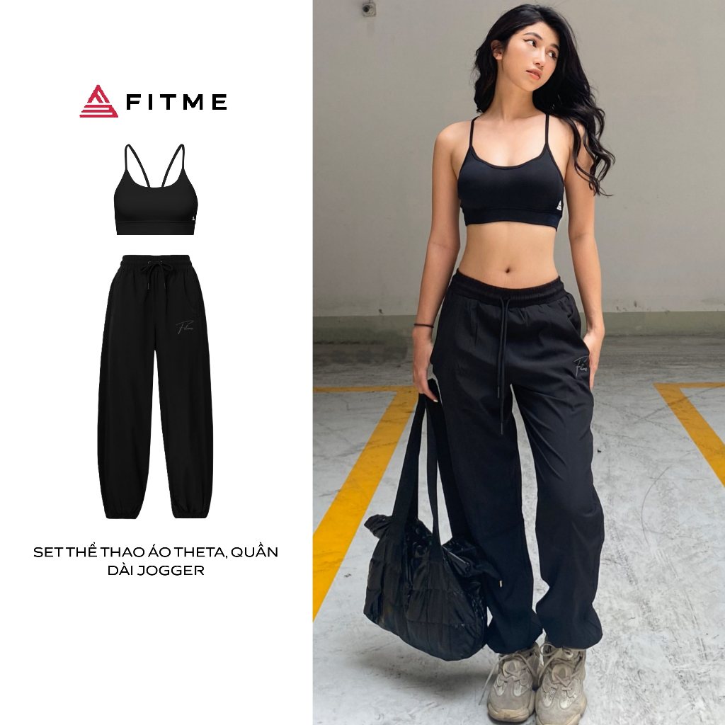 Bộ đồ tập gym Fitme Sportswear Theta, quần dài Jogger chất liệu microfiber thoáng mát