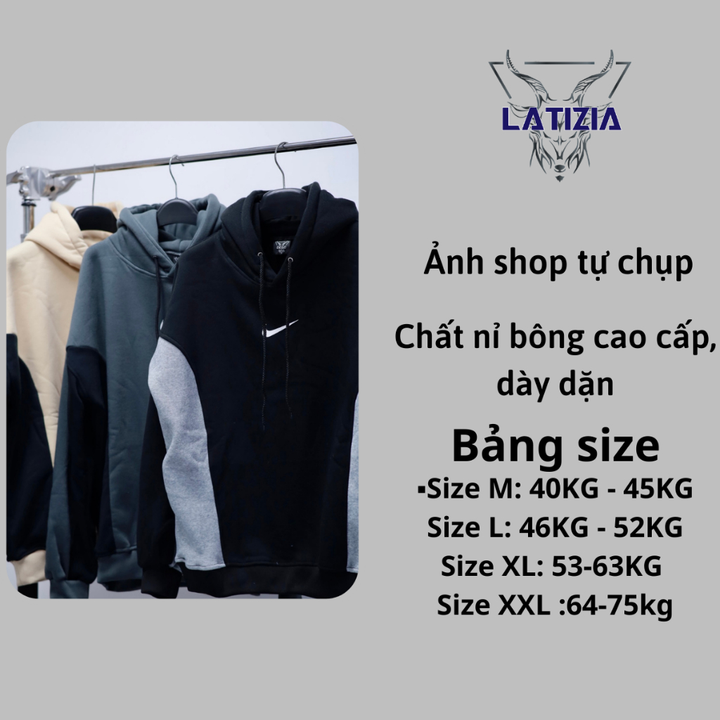Áo hoodie Nike thêu chất nỉ bông cotton cao cấp dày dặn chuẩn form nam nữ i hình form rộng M201 Latizia.vn