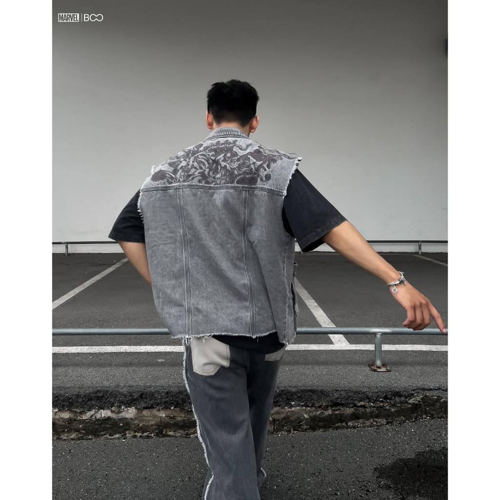 Áo Gile Unisex BOO Chất Jeans Thêu Họa Tiết Marvel Go VietNam