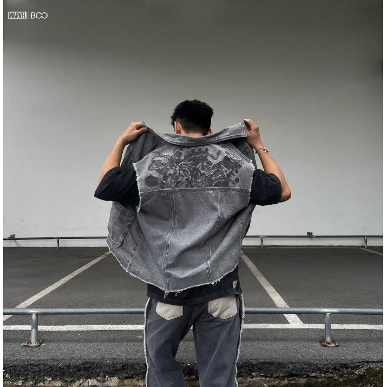 Áo Gile Unisex BOO Chất Jeans Thêu Họa Tiết Marvel Go VietNam
