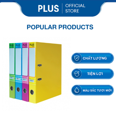 Bìa Còng Lưu Trữ Hồ Sơ PLUS BST Happy Color Size F4 Dày 5cm Sức Chứa Hơn 250 Tờ Giấy A4, Còng Kim Loại Chống Gỉ