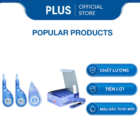 Combo Văn Phòng Phẩm Japan Premium: 2 Bút Xóa Kéo V, 1 Băng Xóa Mini & 5 Bấm Kim