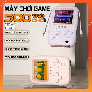 Máy Chơi Game Mini Cầm Tay Có Sẵn 500 Trò Chơi Kinh Điển Kèm Sạc Dự Phòng Dung Lượng 10000mAh Kết Hợp Tay Cầm Kết Nối TV