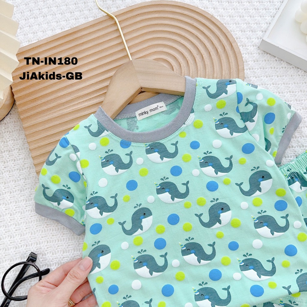 Bộ Cộc Tay THUN LẠNH MINKY MOM In Hình Toàn Thân Họa Tiết Dễ Thương Cho Bé TN-IN180