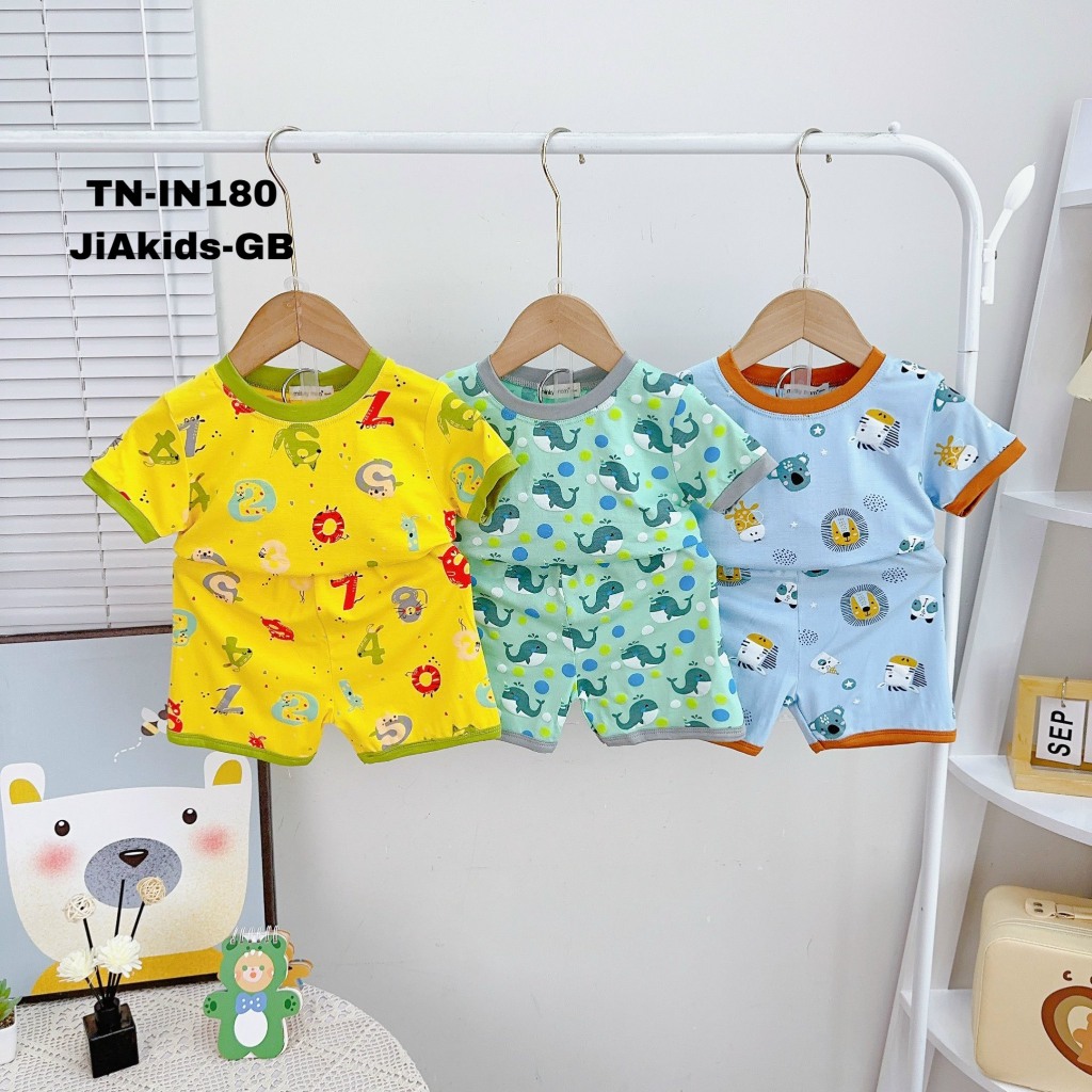 Bộ Cộc Tay THUN LẠNH MINKY MOM In Hình Toàn Thân Họa Tiết Dễ Thương Cho Bé TN-IN180