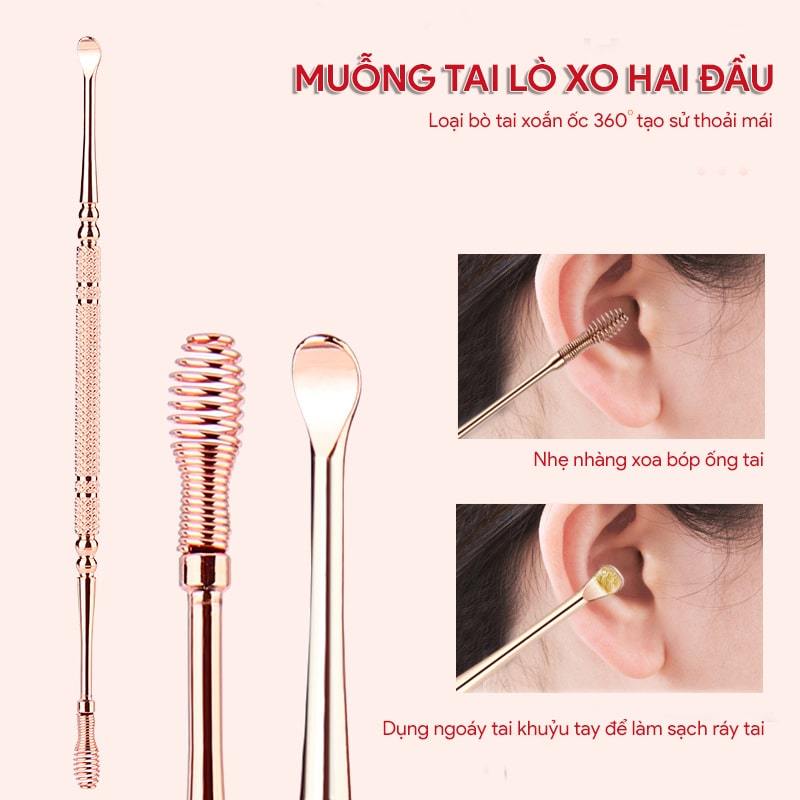 Lấy ráy tai, ngoáy tai có đèn cho bé Bộ dụng cụ lấy ráy tai cao cấp - Pabyhoop