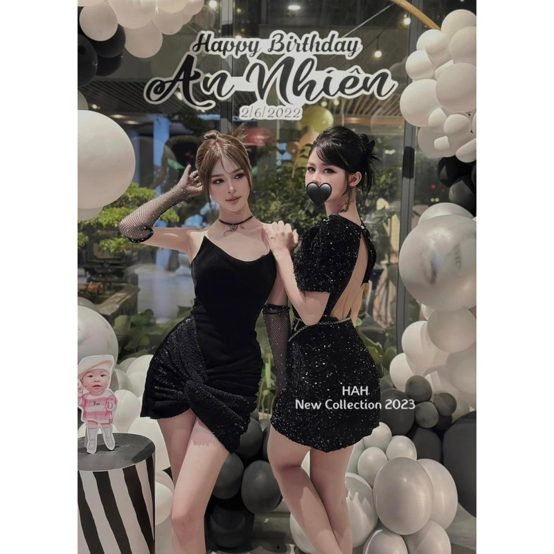 Váy dự tiệc đi chơi cúp nhung xoắn hông sang chảnh k kèm găng tay