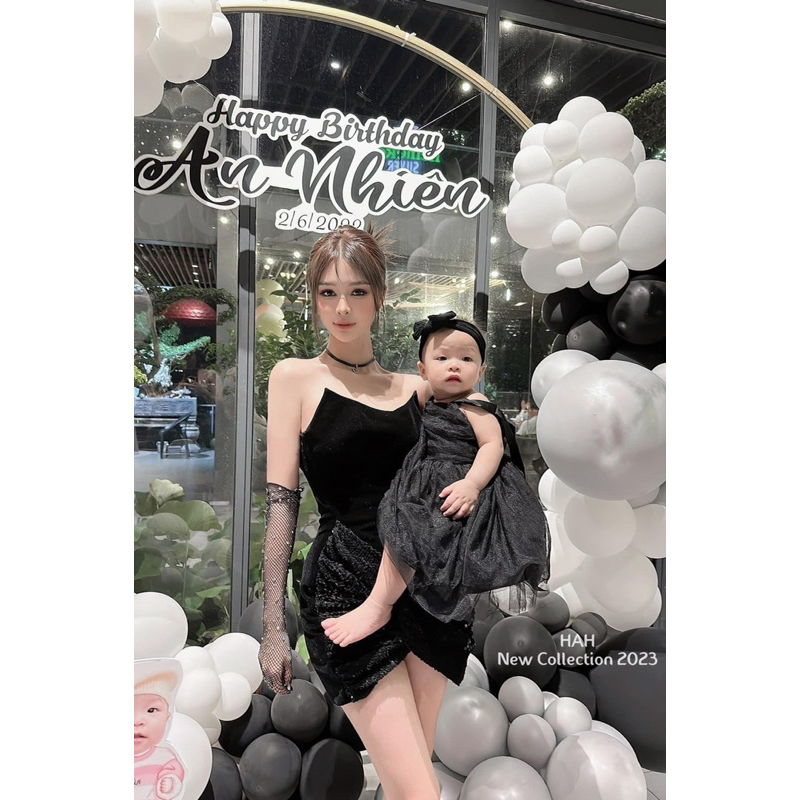 Váy dự tiệc đi chơi cúp nhung xoắn hông sang chảnh k kèm găng tay