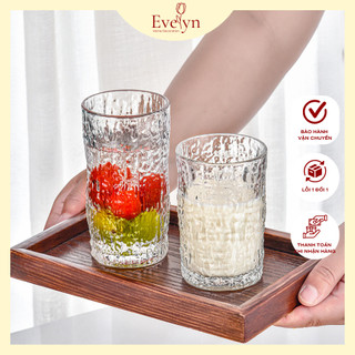 Cốc thủy tinh EVELYN C04 họa tiết vân nhám trong suốt 250, 330 ml