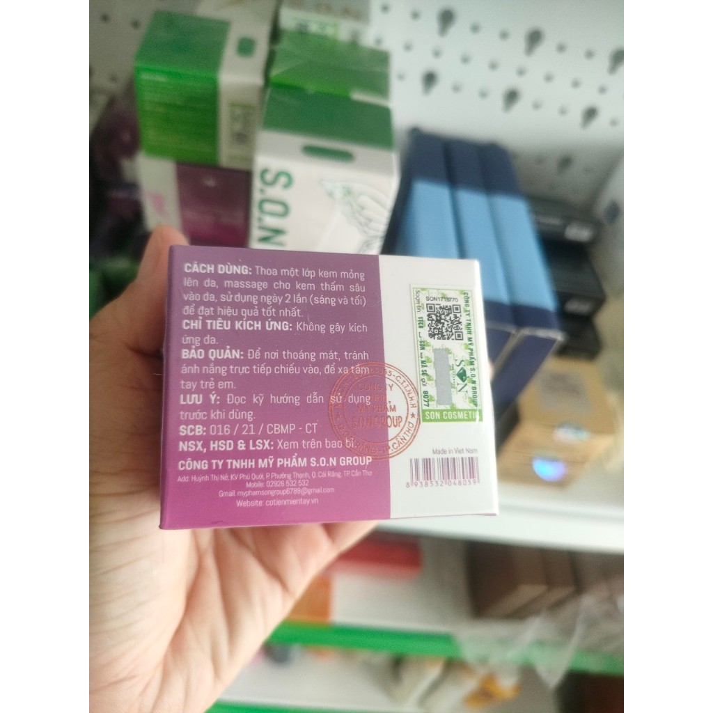 Kem Dưỡng Trắng Da Mờ Nám Tàn Nhang SON - Hộp Màu Tím 10g