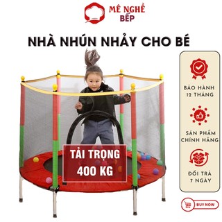 Nhà Nhún Cho Bé - Nhà Nhún Lò Xo Cho Bé - Khung thép chắc chắn + Hàng rào an toàn, Đệm Nhún Tải Trọng 400kg