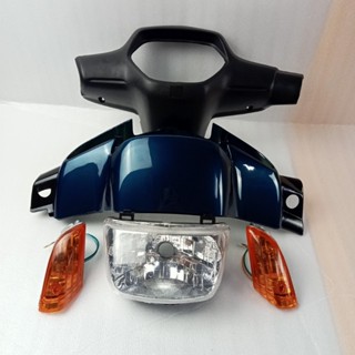 [Có bán lẻ] Combo ốp đầu trước XANH NHỚT gắn xe Wave Thái, ZX, Wave 110 đời 1997-2006 đủ ốp đầu, gáy, pha đèn, xi nhan