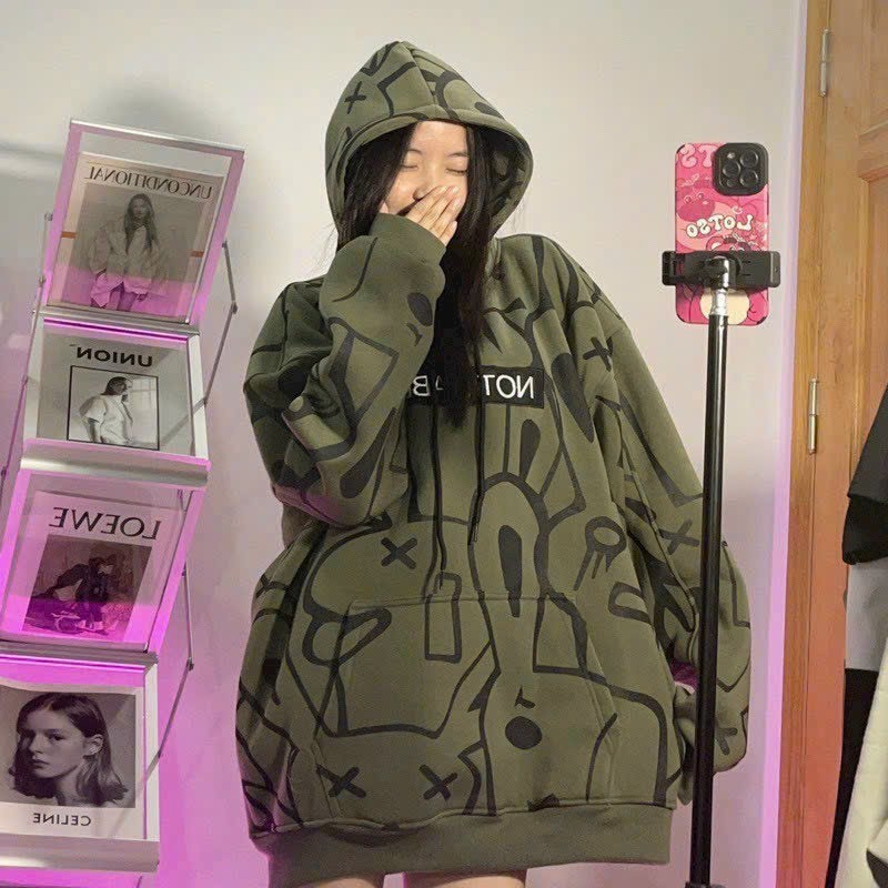 Áo khoác hoodie Nam Nữ họa tiết hình thỏ toàn thân form rộng tay phồng chất nỉ cao cấp xịn xò TS