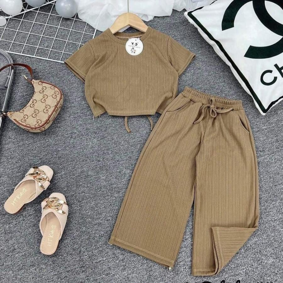 Bộ YD Quần Áo Croptop Cho Bé Gái Siêu Dễ Thương Chất Liệu Thun Tăm Cho Bé 9kg Đến 36kg Thời Trang Trẻ Em Dâu Store