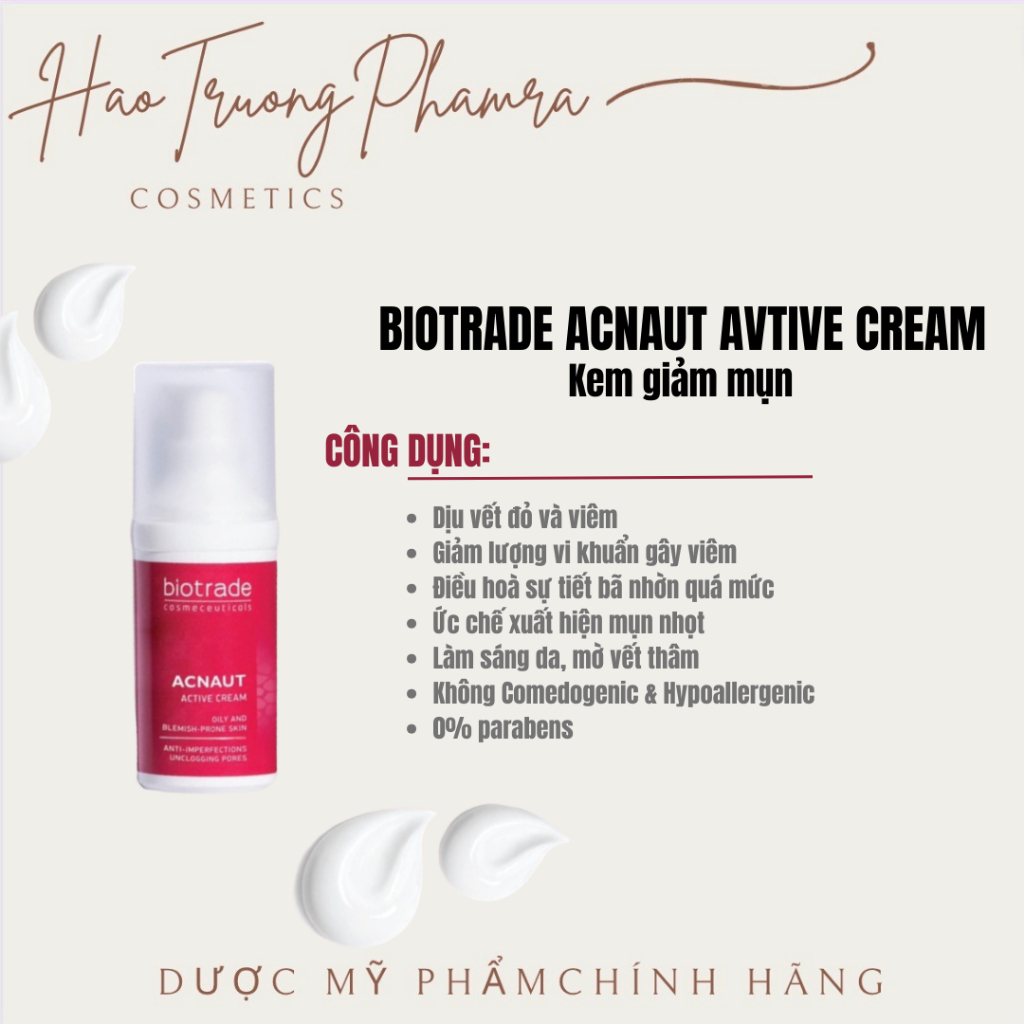 Biotrade Active cream - Kem mụn chấm mụn giảm mụn sưng viêm, mờ thâm 30gr