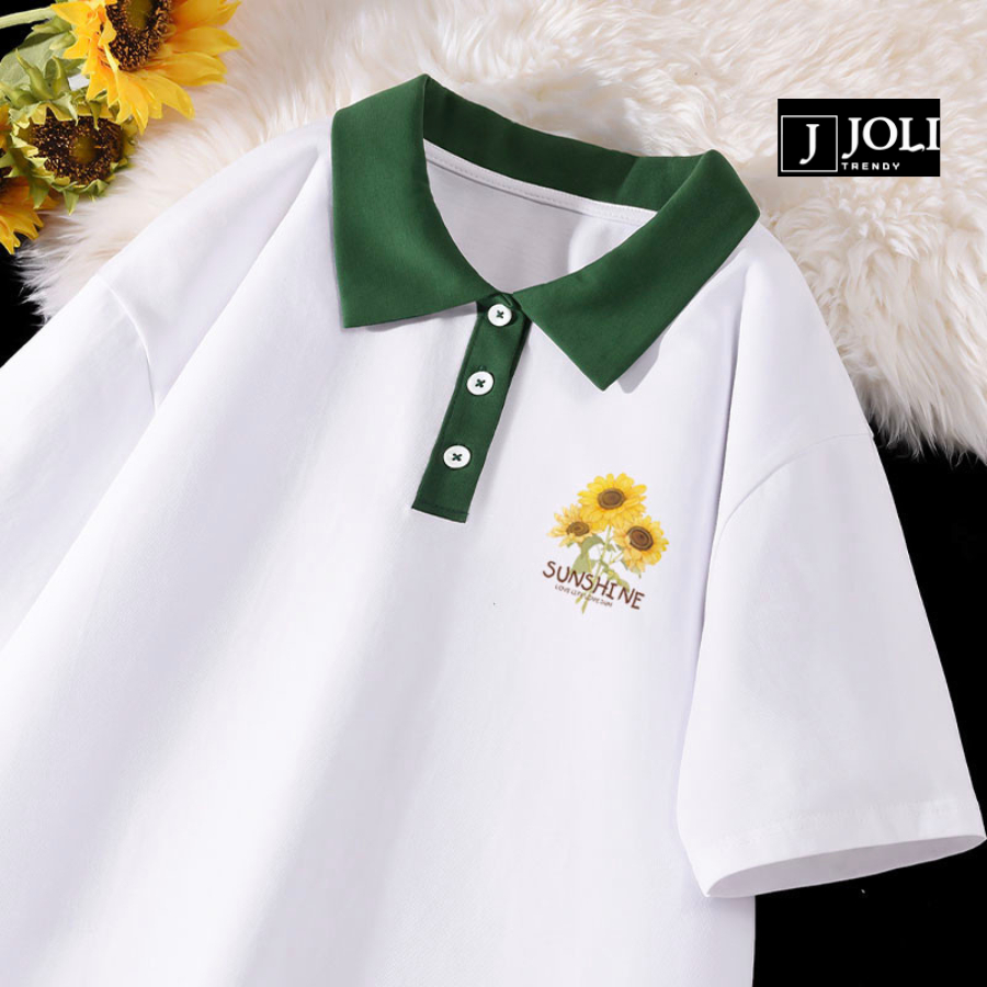 Áo Polo Nữ, Polo Unisex By JOLI Mã 08 In Hình Form Rộng Tay Lỡ Cho Nam Nữ | BigBuy360 - bigbuy360.vn